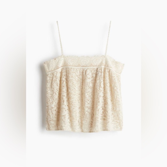 NWT H&M Lace-trimmed Pointelle-knit Camisole Top - Picture 1 of 7